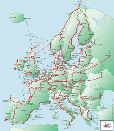Eurovelo térkép